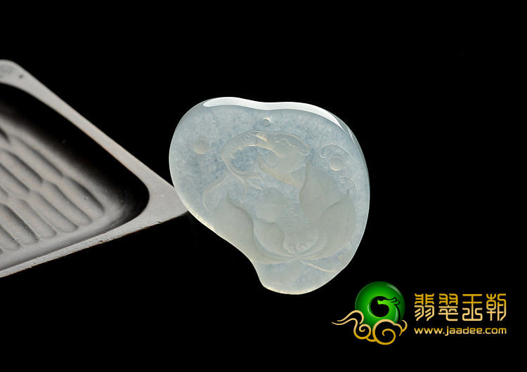 冰种缅甸翡翠A货一品清莲挂件