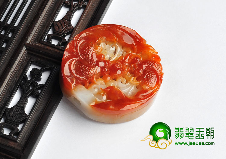 糯冰种红翡缅甸翡翠A货金玉满堂挂件