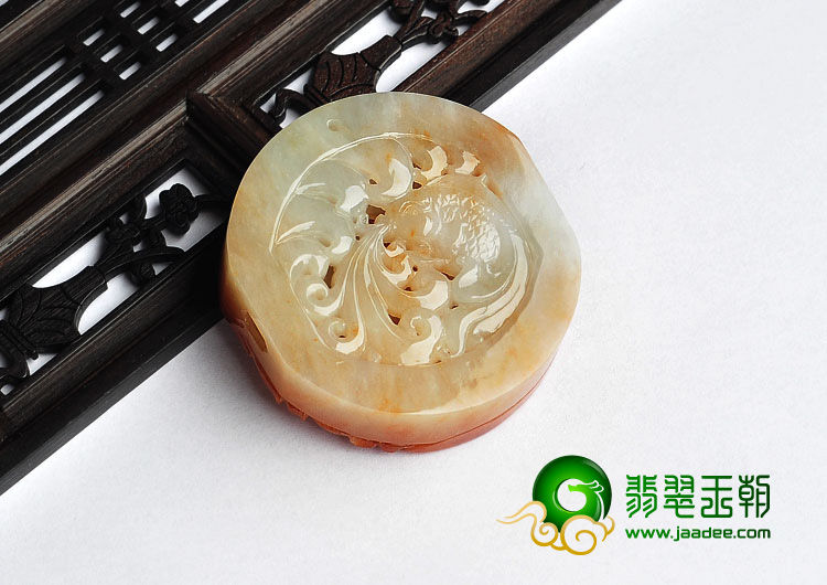 糯冰种红翡缅甸翡翠A货金玉满堂挂件
