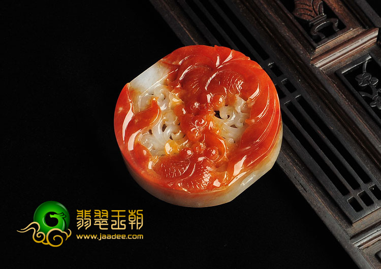 糯冰种红翡缅甸翡翠A货金玉满堂挂件