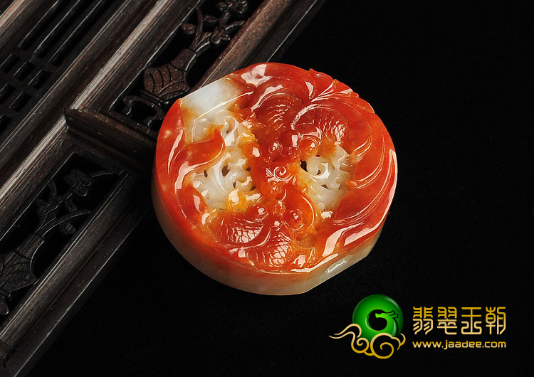 糯冰种红翡缅甸翡翠A货金玉满堂挂件