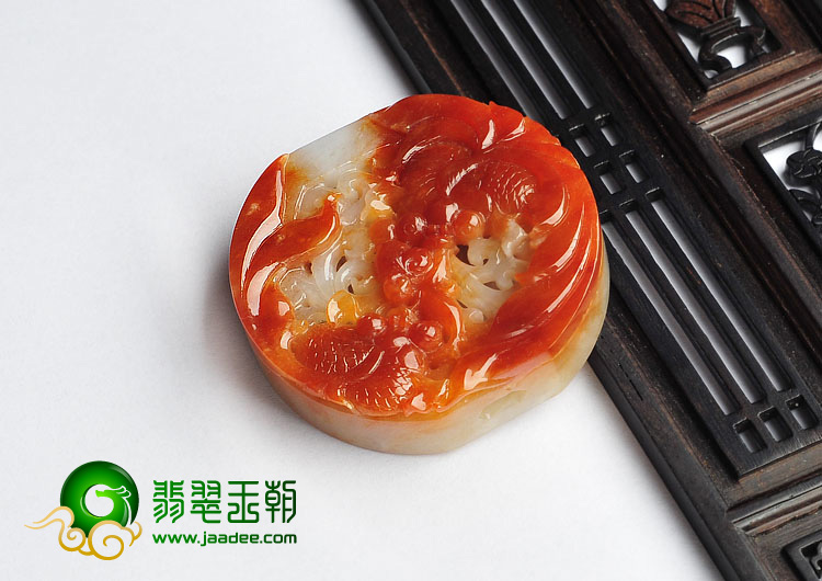 糯冰种红翡缅甸翡翠A货金玉满堂挂件