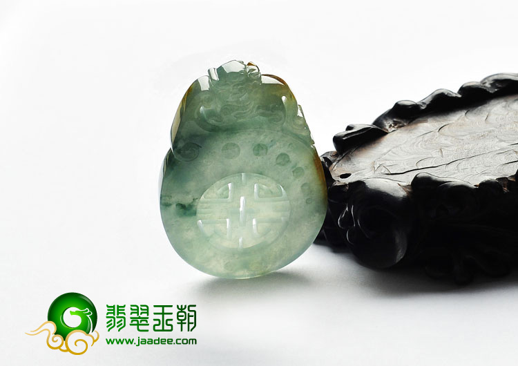 冰种飘花略带黄翡缅甸翡翠A货平安符挂件