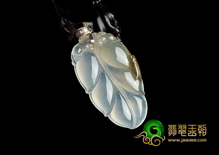 冰玻种黄翡缅甸翡翠A货叶子挂件