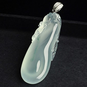 冰玻种飘花缅甸翡翠A货福瓜挂件