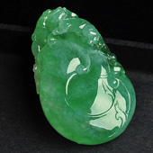 冰种阳绿缅甸翡翠A货如意寿挂件