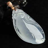 冰玻种淡晴水缅甸翡翠A货福瓜挂件