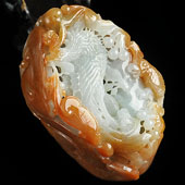 糯冰种褐红翡缅甸翡翠A货凤凰如意手玩件