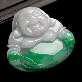 糯冰种飘翠缅甸翡翠A货玉佛挂件