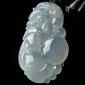 冰种晴水缅甸翡翠A货貔貅如意挂件