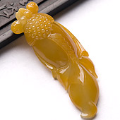 糯冰种黄翡缅甸翡翠A货年年有余挂件