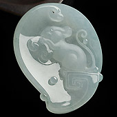 冰种略飘花缅甸翡翠A货鼠数钱挂件