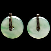 冰种晴水飘花缅甸翡翠A货镶银平安扣胸坠（水钻）（单价）