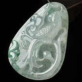 冰种飘花缅甸翡翠A货英明神武挂件
