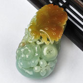 冰种晴水带褐黄翡缅甸翡翠A货蝶恋花挂件