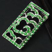 冰玻种阳绿缅甸翡翠A货镶白金自由飞翔方牌胸坠（真钻）