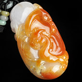 糯冰种红黄翡缅甸翡翠A货福从天降挂件