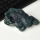 冰种蓝水缅甸翡翠A货三脚金蟾挂件