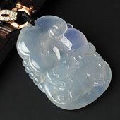 冰种淡紫罗兰缅甸翡翠A货如意挂件