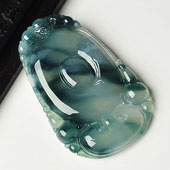 冰种飘花缅甸翡翠A货福在眼前挂件