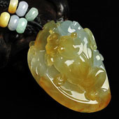 冰种黄翡缅甸翡翠A货年年进财挂件