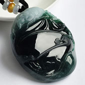 冰种油青缅甸翡翠A货渔翁得利挂件