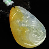 冰种黄翡缅甸翡翠A货一路连科挂件