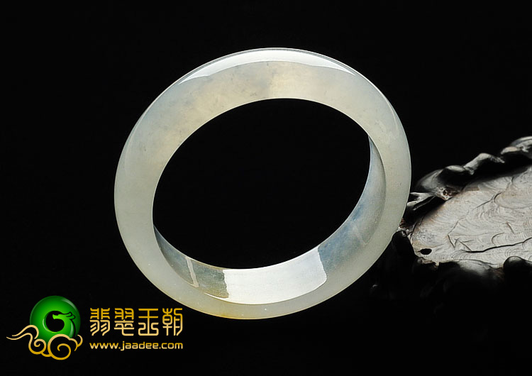 冰种淡黄翡缅甸翡翠A货手镯（56mm）