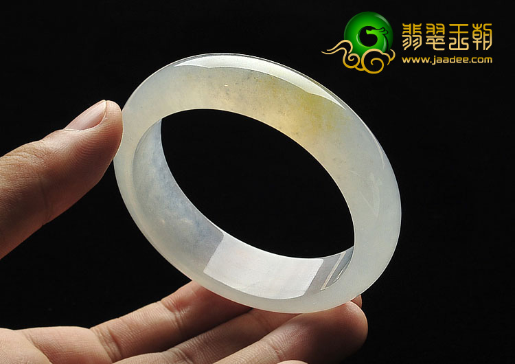 冰种淡黄翡缅甸翡翠A货手镯（56mm）