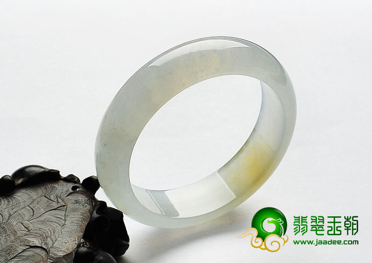 冰种淡黄翡缅甸翡翠A货手镯（56mm）