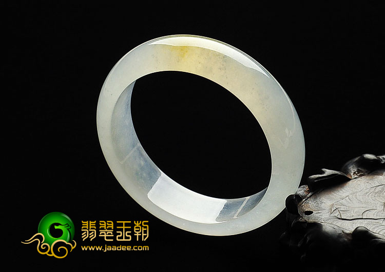 冰种淡黄翡缅甸翡翠A货手镯（56mm）
