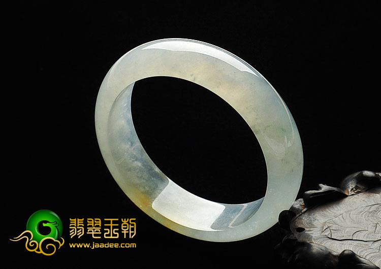 冰种淡黄翡缅甸翡翠A货手镯（58.3mm）