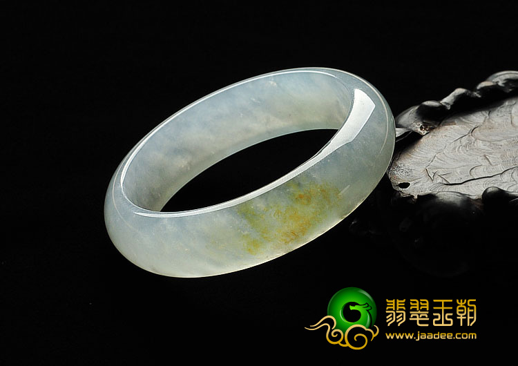 冰种淡黄翡缅甸翡翠A货手镯（58.3mm）