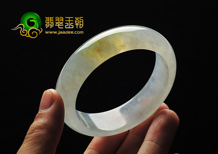 冰种淡黄翡缅甸翡翠A货手镯（58.3mm）