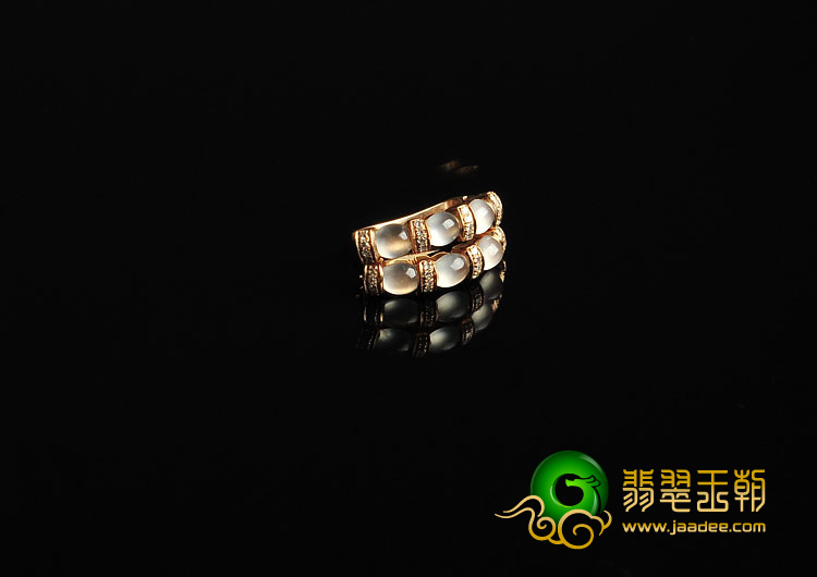 玻璃种缅甸翡翠A货镶玫瑰金耳圈（真钻）