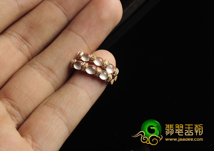 玻璃种缅甸翡翠A货镶玫瑰金耳圈（真钻）
