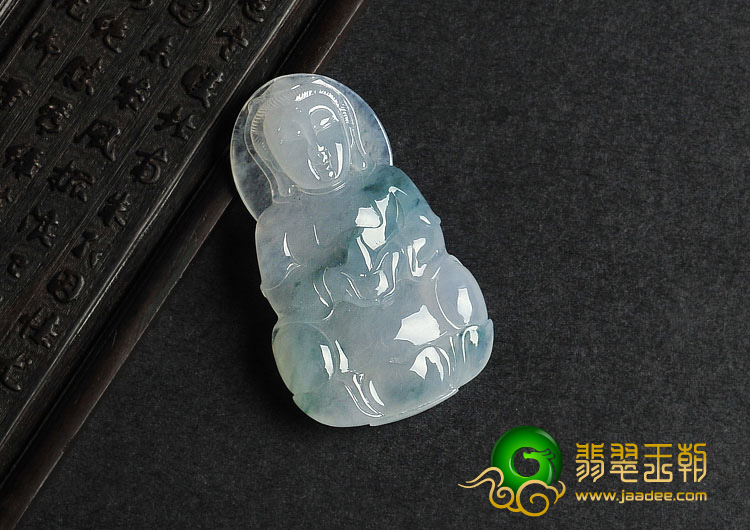 冰种飘花缅甸翡翠A货观音挂件