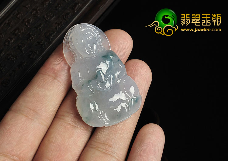 冰种飘花缅甸翡翠A货观音挂件
