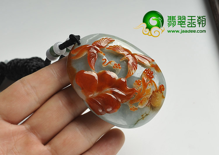 糯冰种晴水红翡缅甸翡翠A货比翼双飞挂件