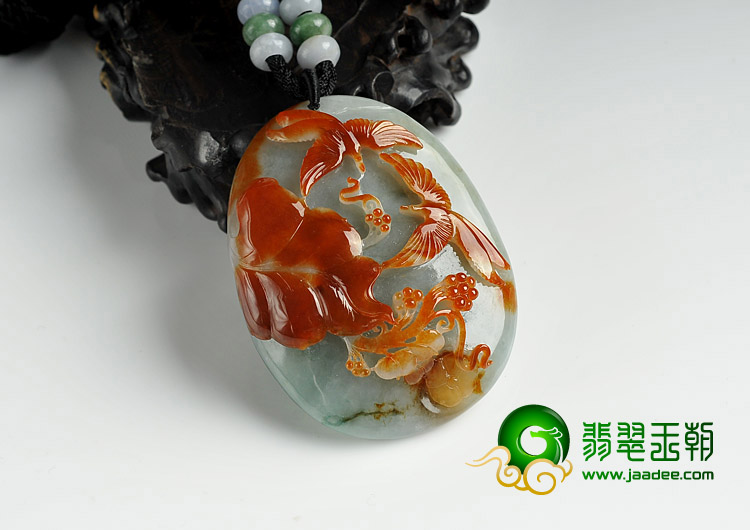 糯冰种晴水红翡缅甸翡翠A货比翼双飞挂件