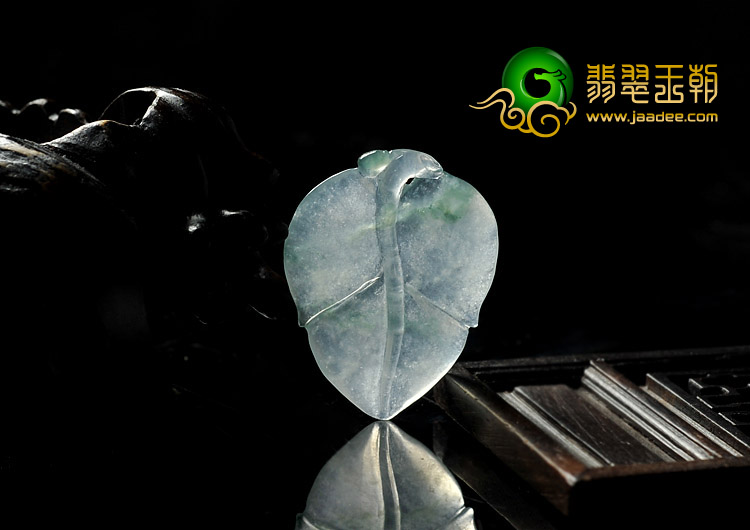 冰玻种飘花缅甸翡翠A货叶子挂件