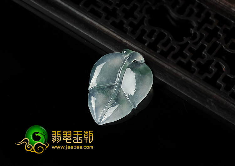 冰玻种飘花缅甸翡翠A货叶子挂件