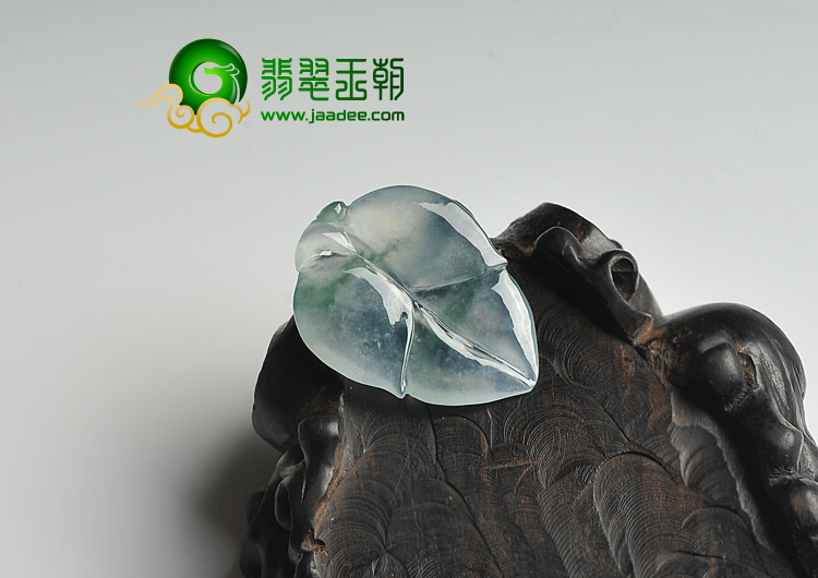 冰玻种飘花缅甸翡翠A货叶子挂件