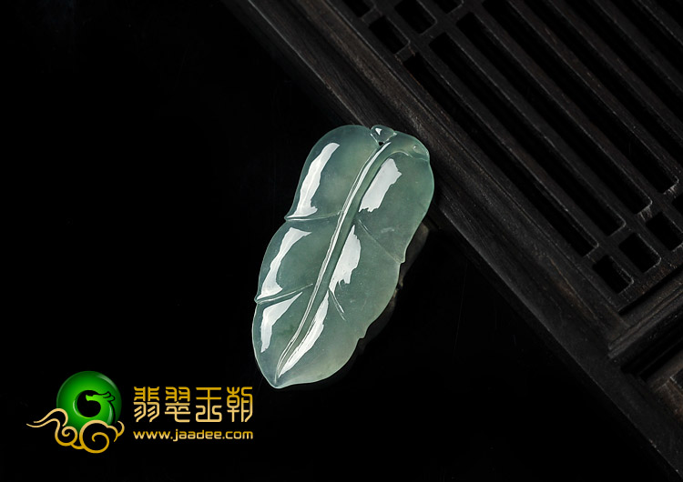 冰种晴水缅甸翡翠A货叶子挂件