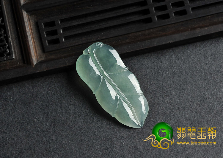 冰种晴水缅甸翡翠A货叶子挂件