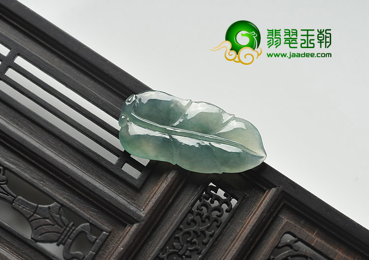 冰种晴水缅甸翡翠A货叶子挂件