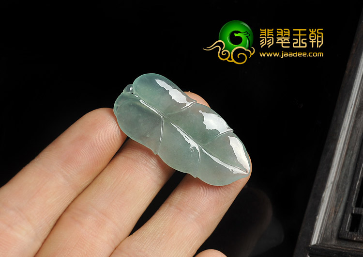 冰种晴水缅甸翡翠A货叶子挂件