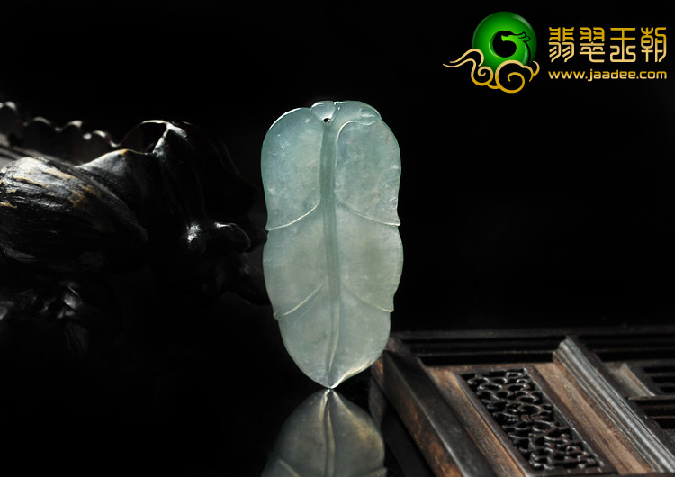 冰种晴水缅甸翡翠A货叶子挂件