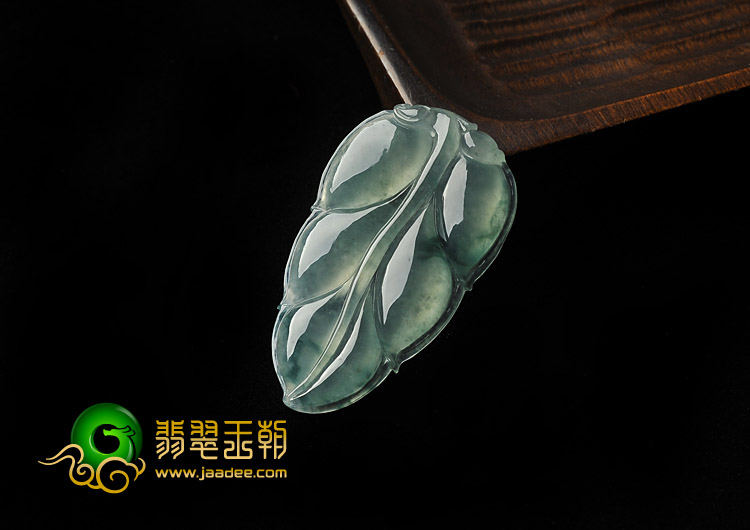 冰种飘花缅甸翡翠A货叶子挂件
