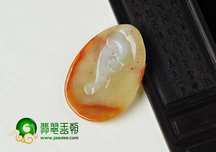 糯冰种红黄翡缅甸翡翠A货喜上眉梢挂件